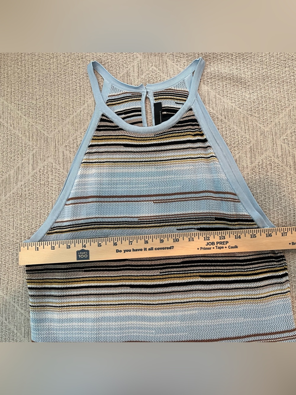 White House Black Market Striped Halter Knit Tank Top - Blue, White, Black & Tan - Picture 9 of 9